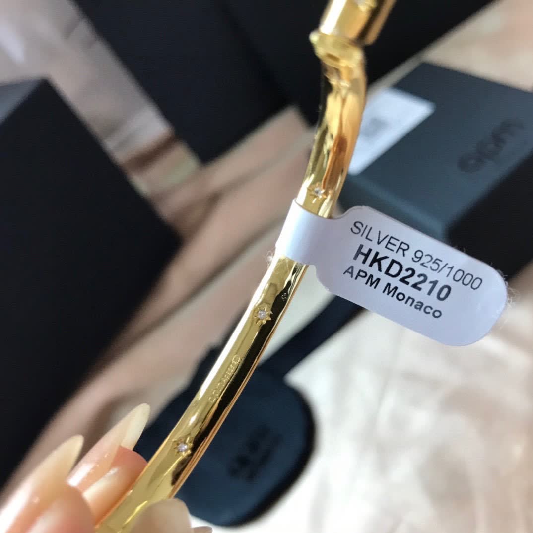 APM Monaco Gold Multi-Stone Bangle Bracelet